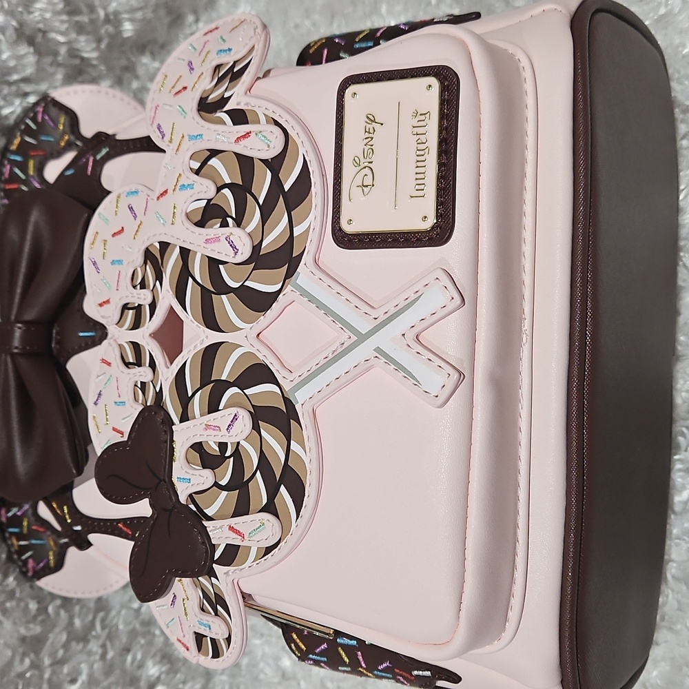 Loungefly Minnie Mouse Ears Chocolate Sprinkle Lolliipop mini backpack - Picture 10 of 12